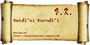 Vetési Kornél névjegykártya