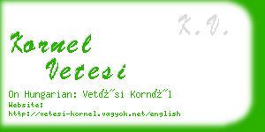 kornel vetesi business card